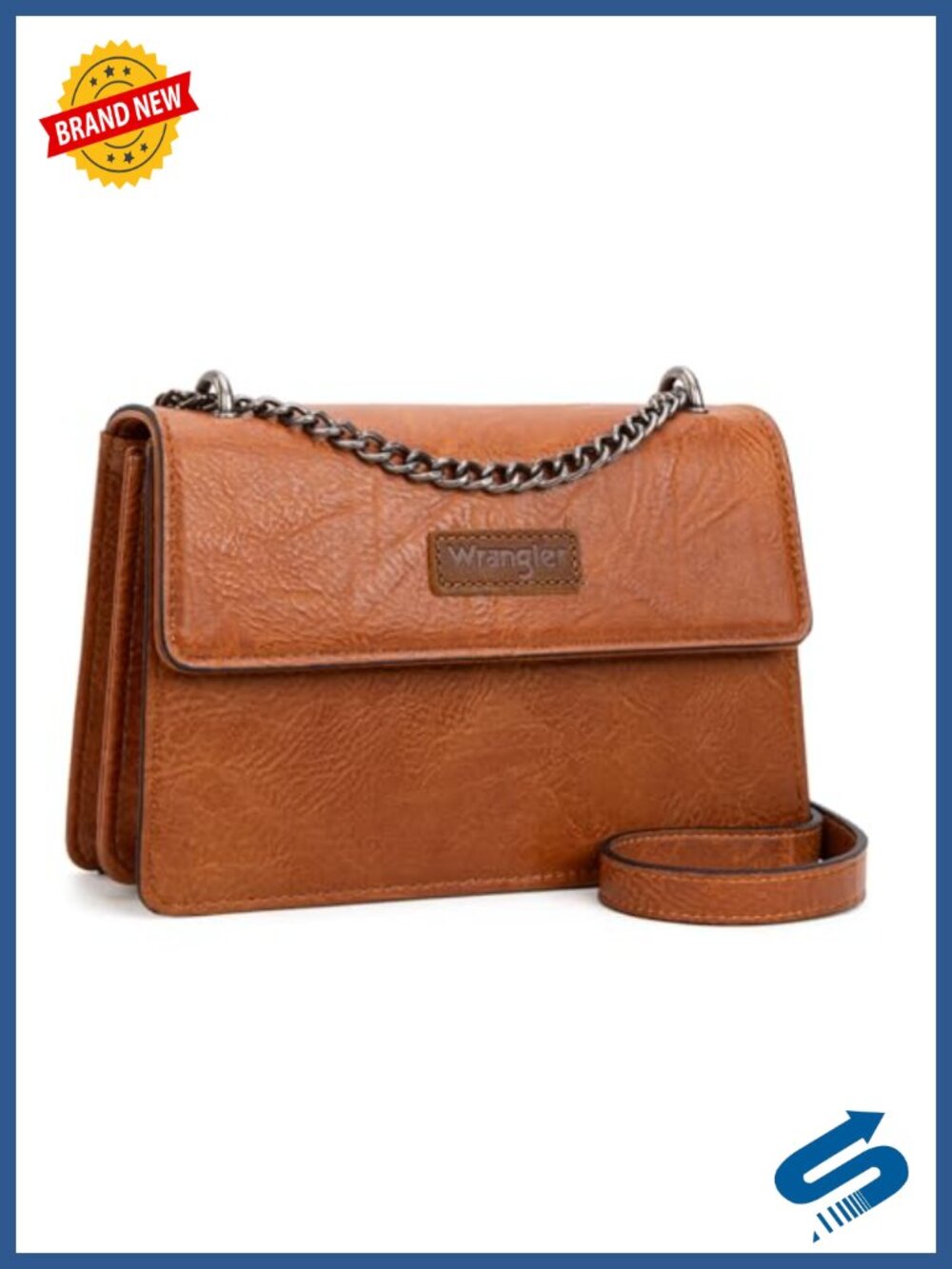 Faux Leather Chain Crossbody Handbag Small Satchel Magnetic Snap